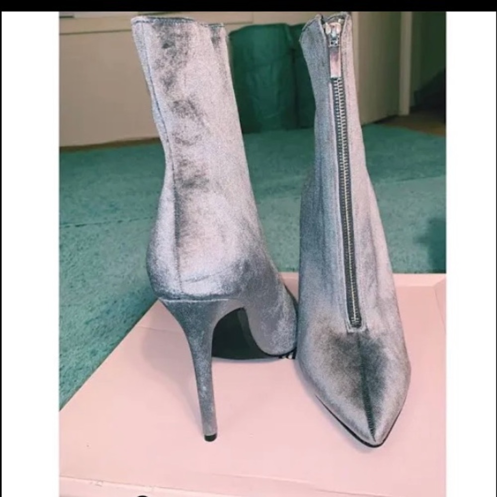 Just Fab Size 5.5/ Silver high heel bootie.